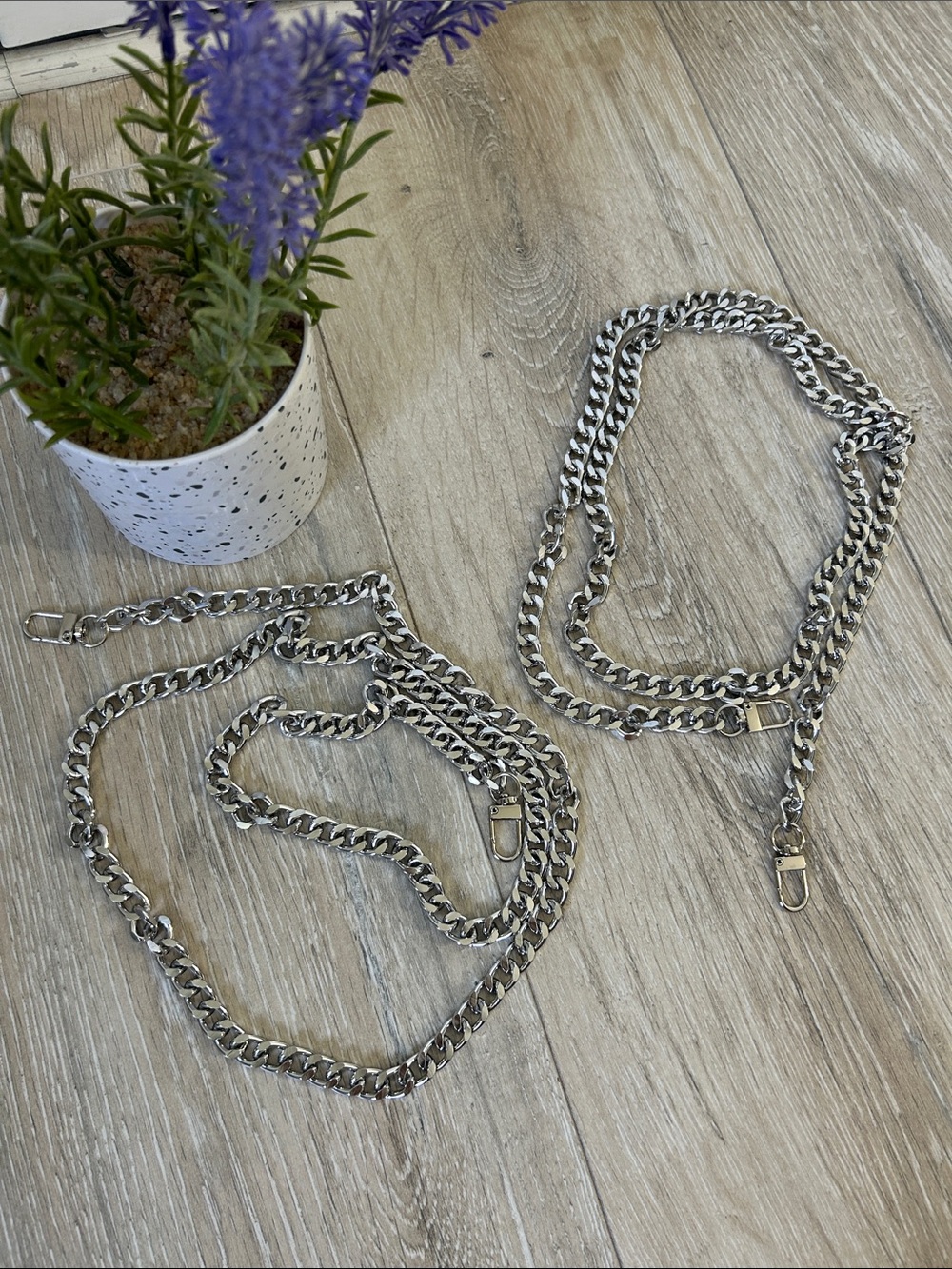 Silver Chain Crossbody/Shoulder Straps (Set of 2) Drop 24 inches